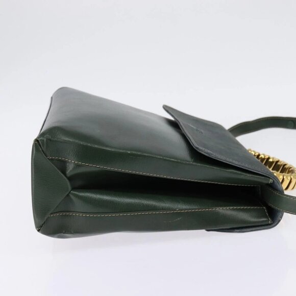 LOEWE Velazquez Hand Bag Suede Leather 2way Green Gold Auth BA6067 - Picture 6 of 16
